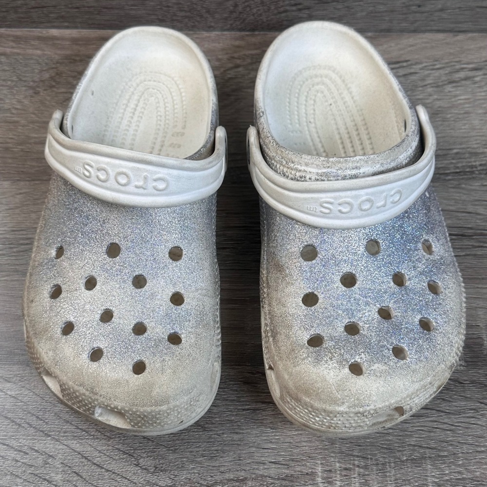 Crocs Classic Clogs Sandals Kids Size J3 Unisex Kids Glitter Sparkle Summer - Picture 2 of 9